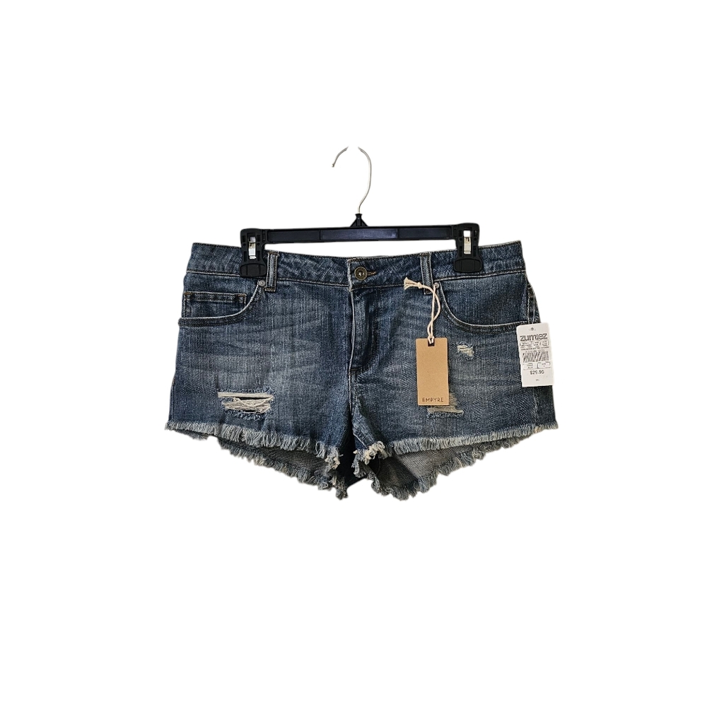 Empyre Jenna Distressed Jean Shorts Size 9 Low Rise Raw Hem